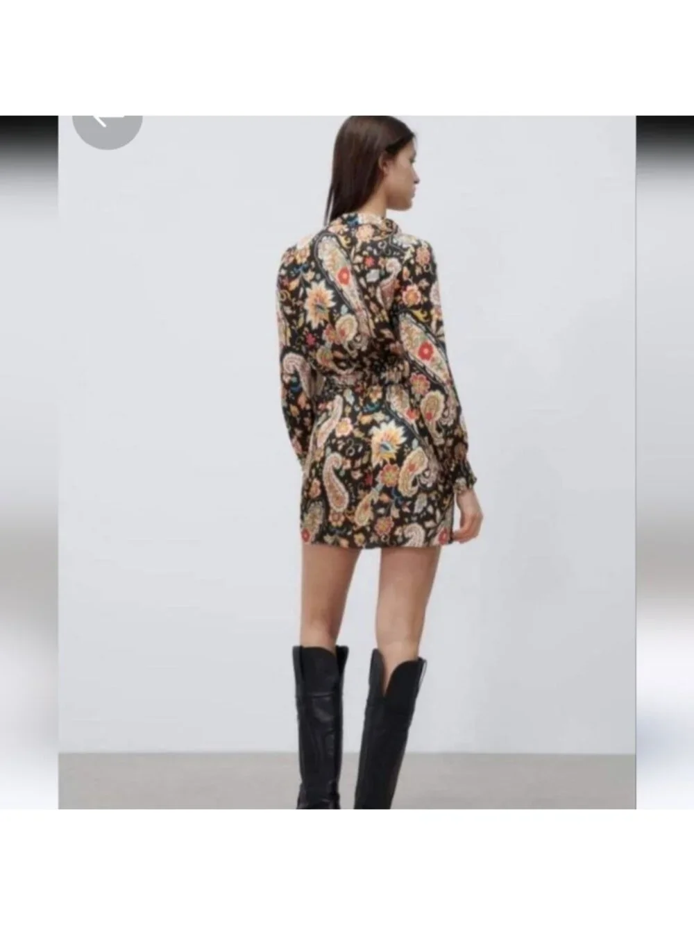 Zara Printed Soft vneck dress